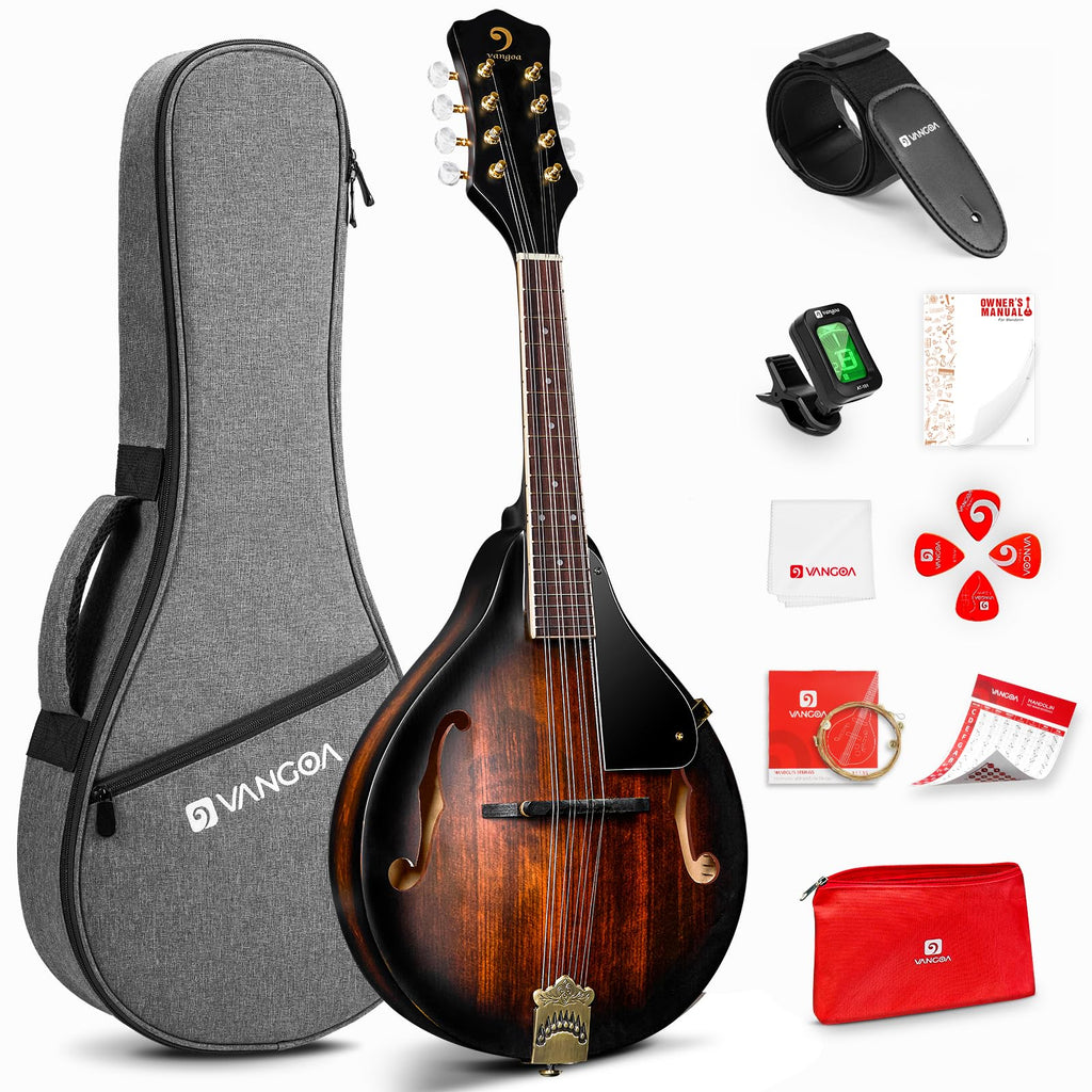 Acoustic Mandolin Instrument Solid Spruce Top 8 String Dark Brown G154