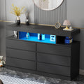 Black Dresser with Charging Station and LED Lights Y85334