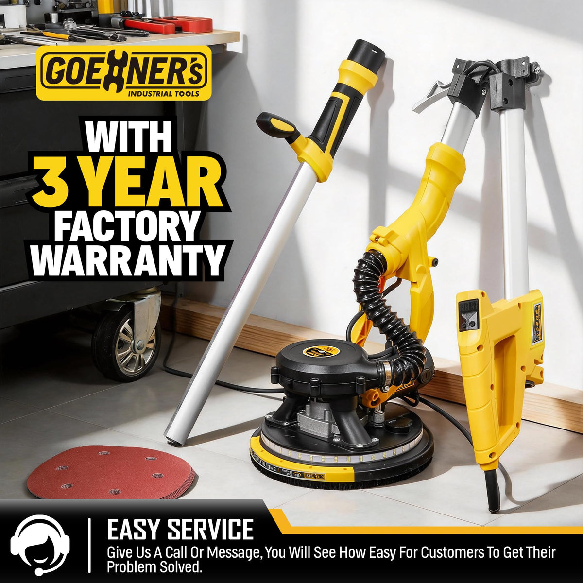 950W Electric Drywall Sander with Vacuum Dust Collector G8606