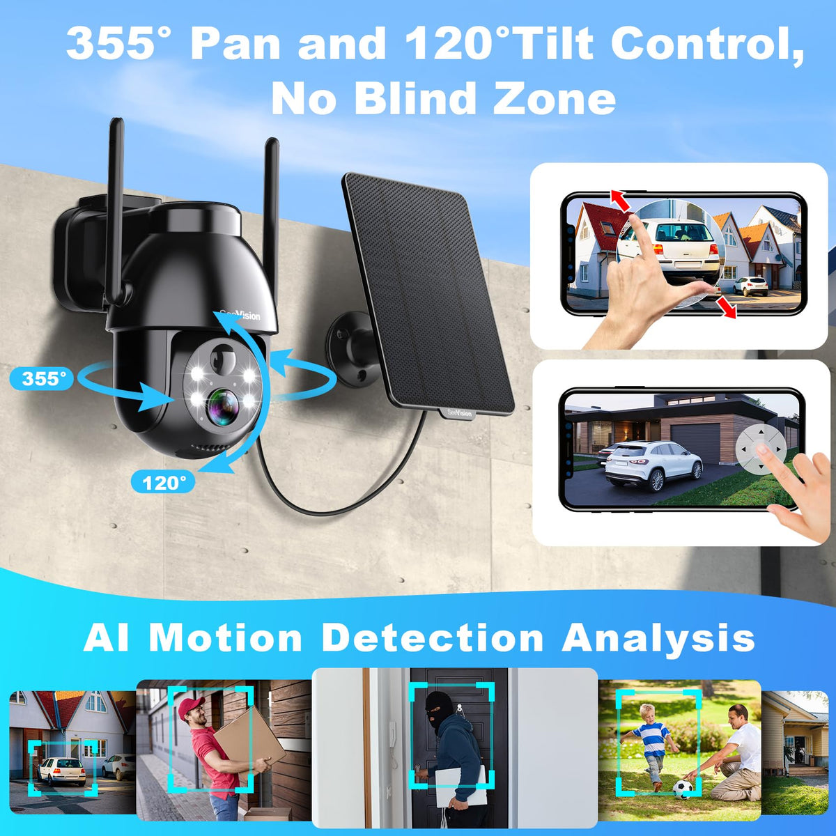 2K PTZ Wireless Security Camera with Spotlight E886