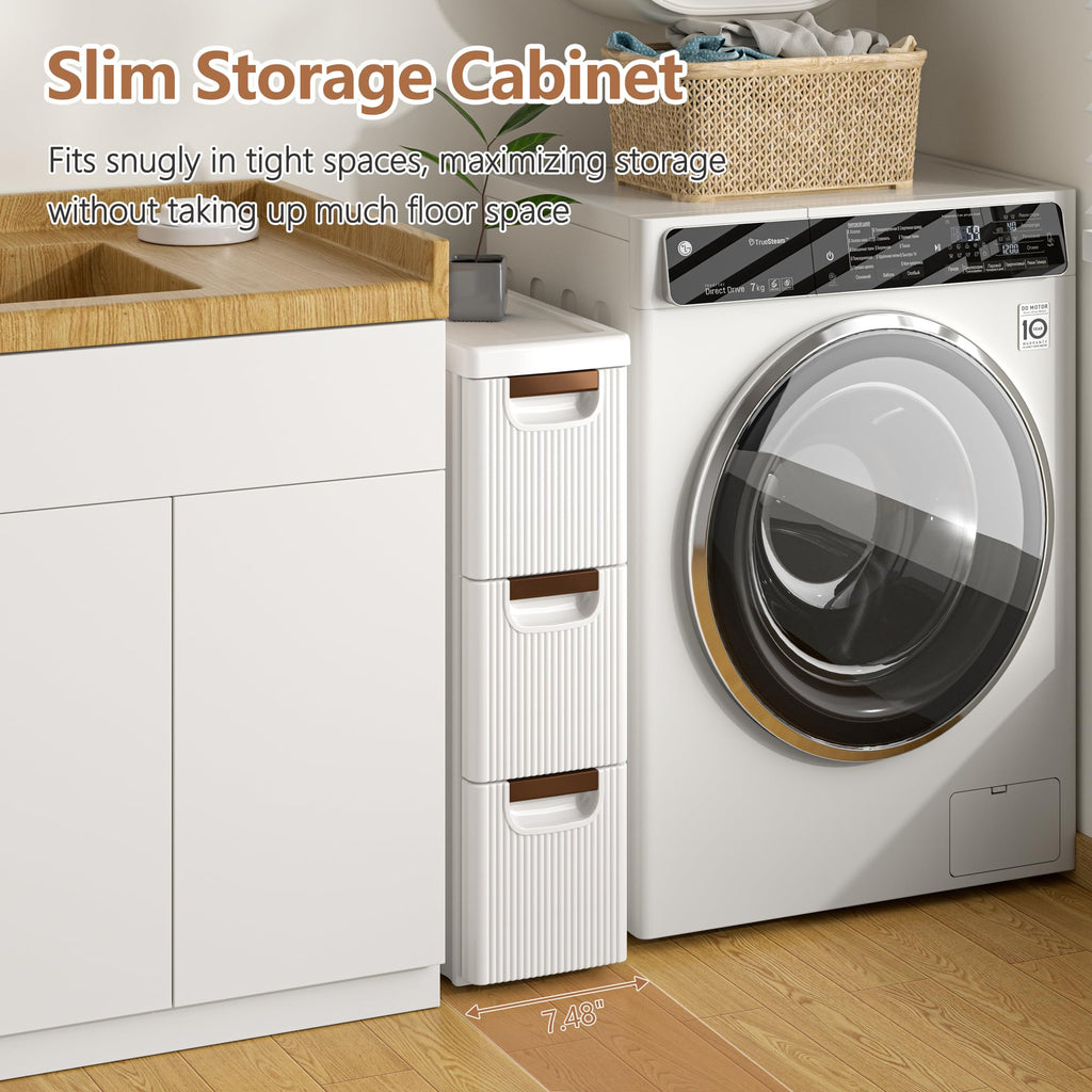 3 Drawer White Rolling Storage Cabinet K758751