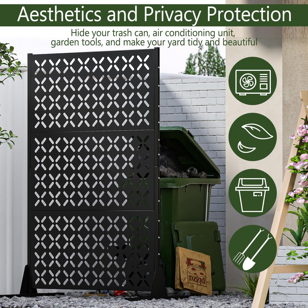 72" Decorative Metal Outdoor Privacy Fence Screen M3457