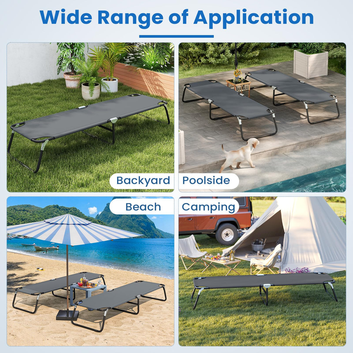 Folding Camping Cot Portable Ultralight Compact Sleeping Cot Bed Oxford Fabric Z16664