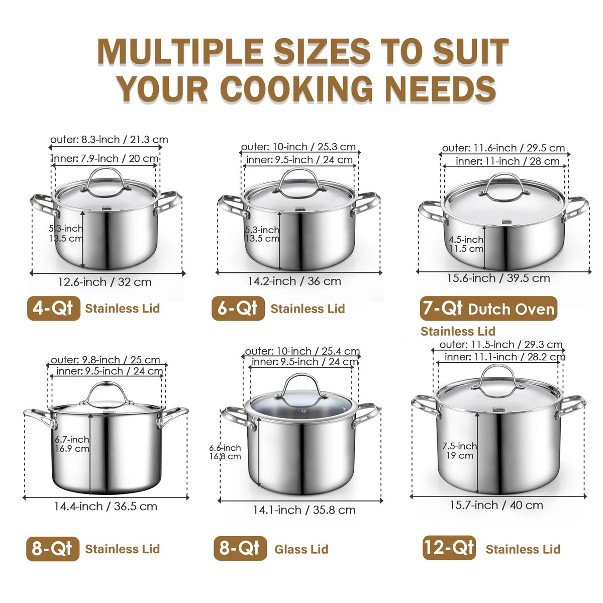 Stainless Steel 4-Quart Stockpots with Lid W35711