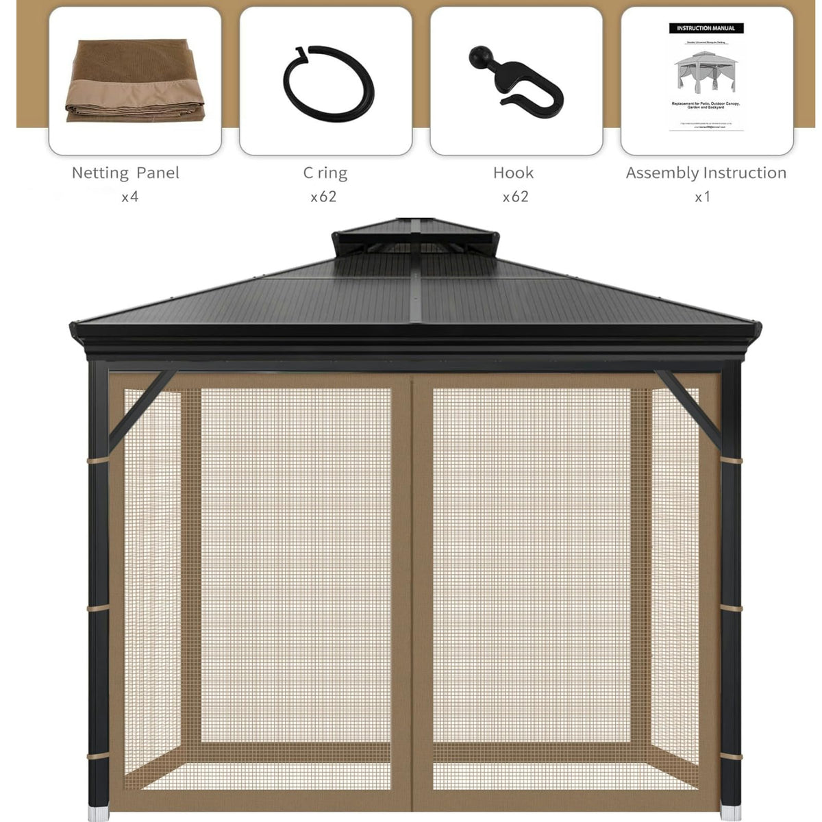 Brown Gazebo Mosquito Netting O488