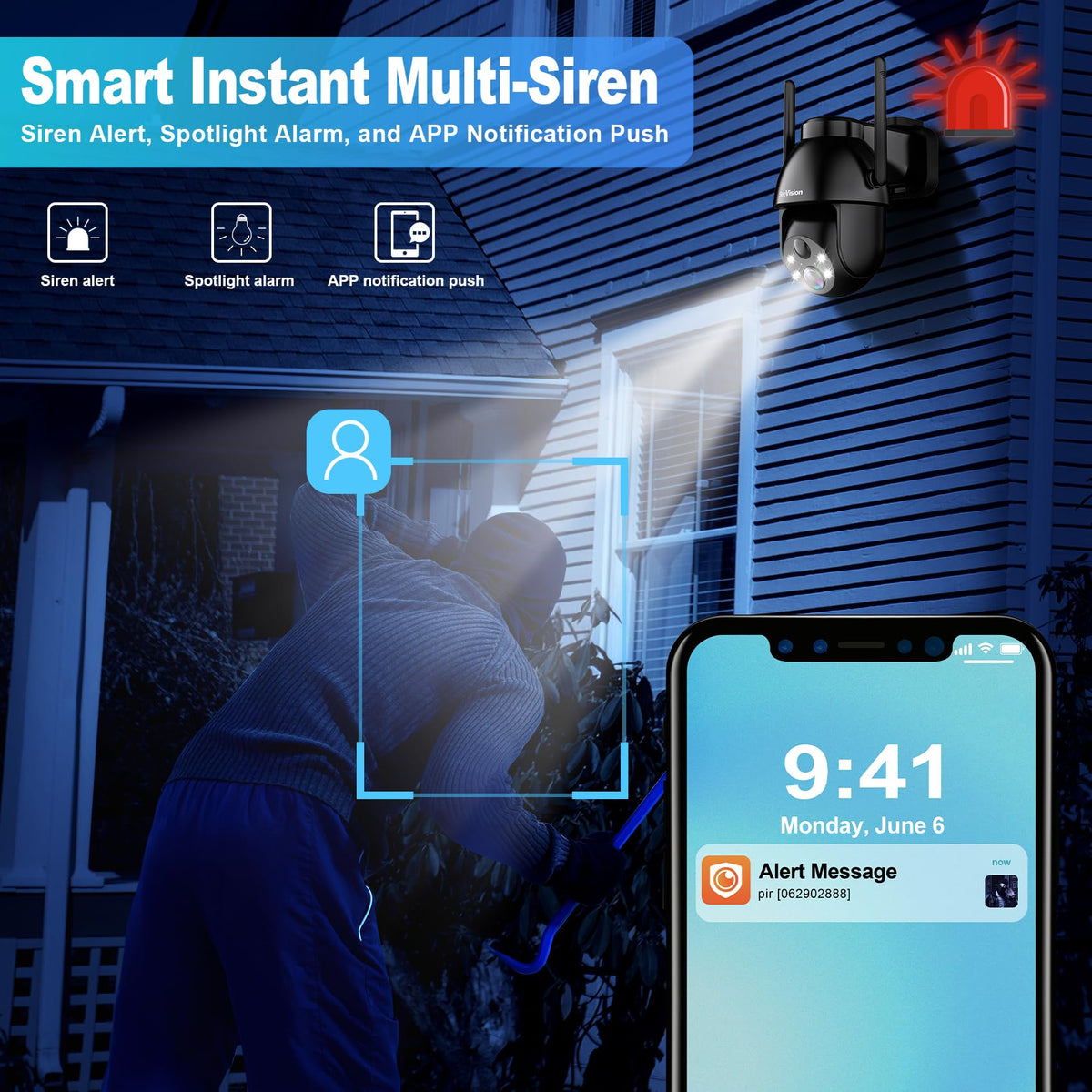 2K PTZ Wireless Security Camera with Spotlight E886