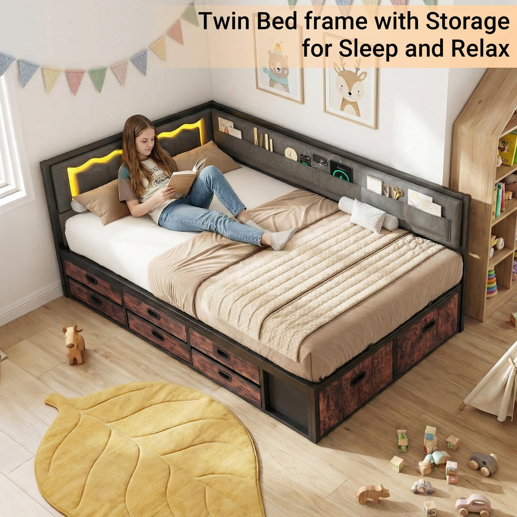 Grey Twin Daybed with Storage L736472