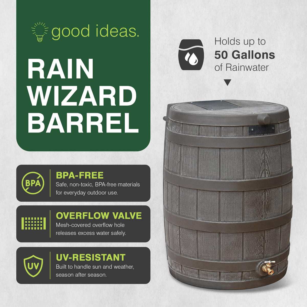 50 Gallon Oak Water Collection Barrel T6055
