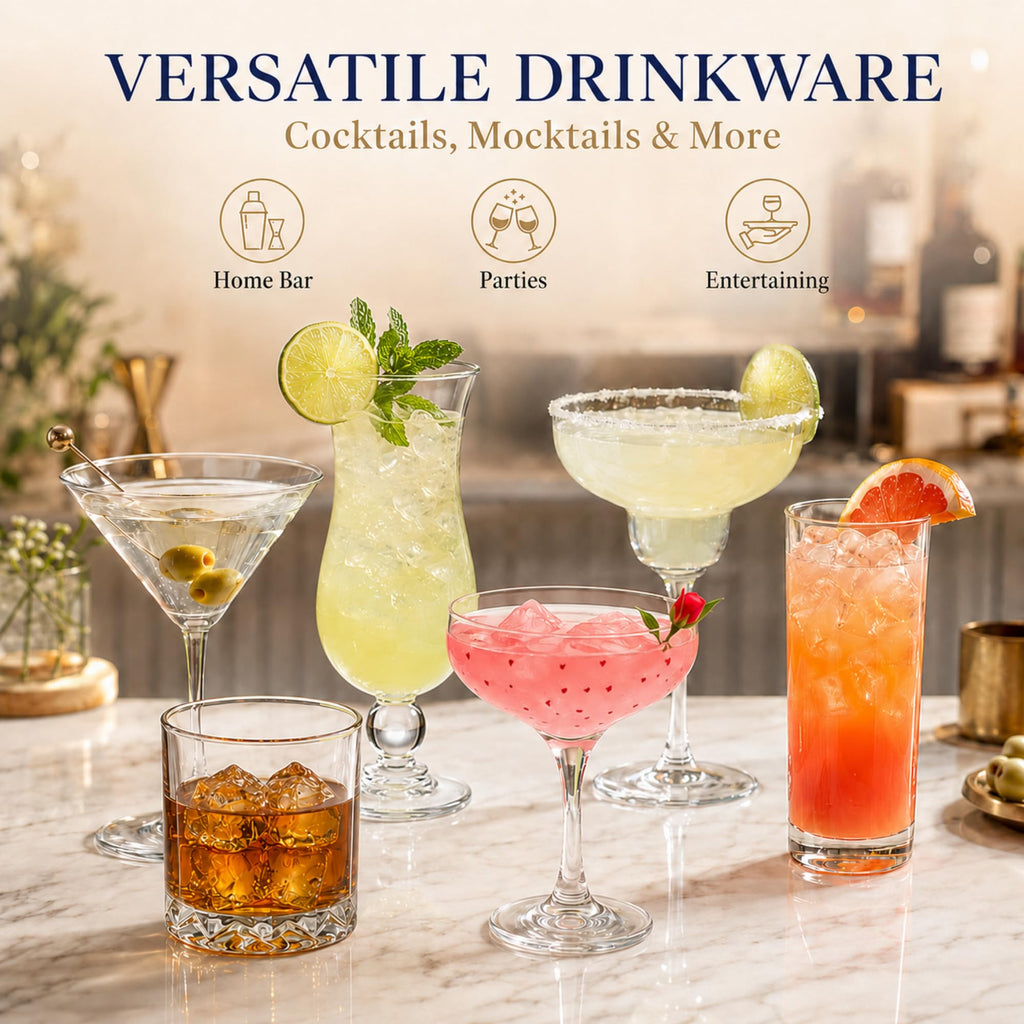 6 Set Cocktail Glasses Mixed Drinkware H5082