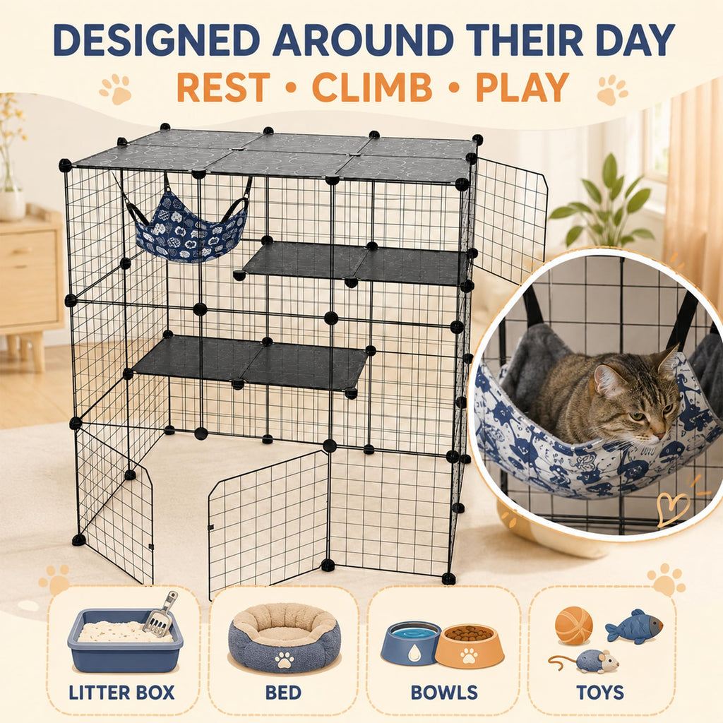 Large 3-Tier Metal Wire Cat Cage H133640