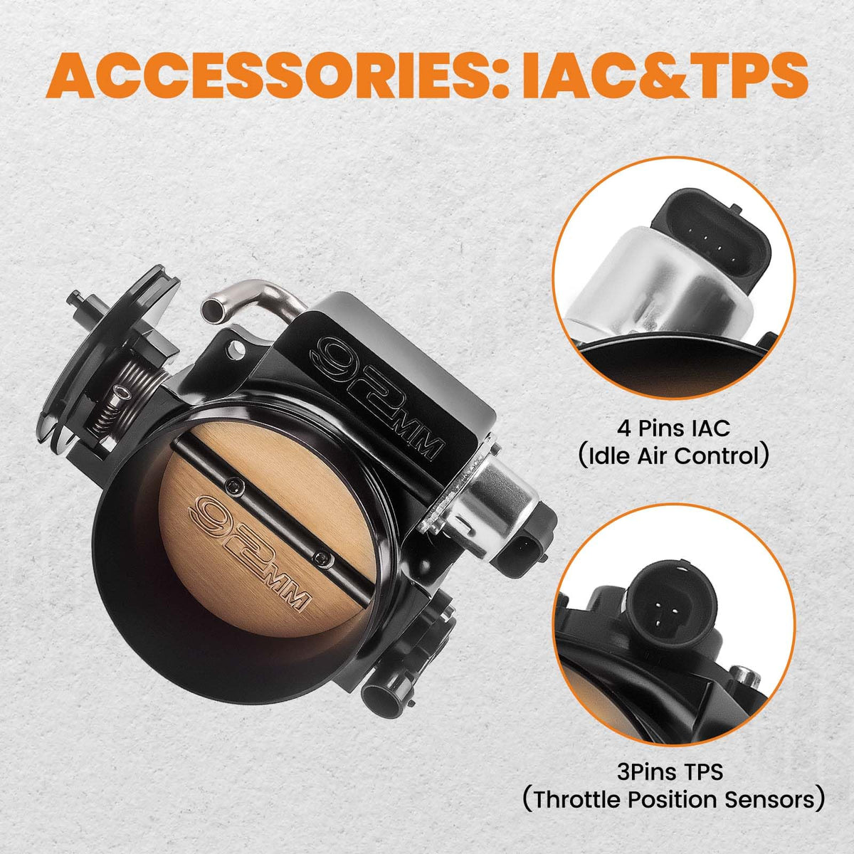 92mm Throttle Body with TPS IAC 4 Bolt E50458