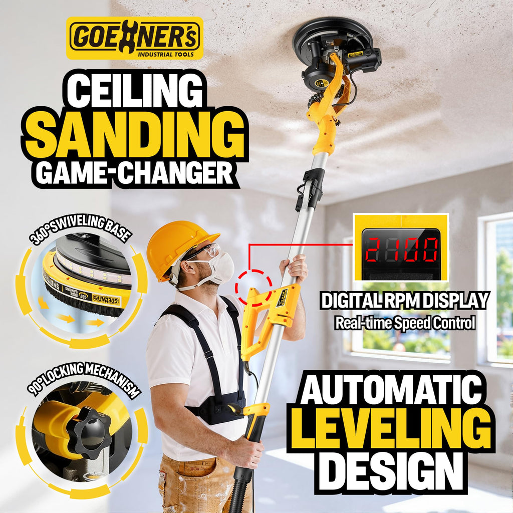 950W Electric Drywall Sander with Vacuum Dust Collector G8606