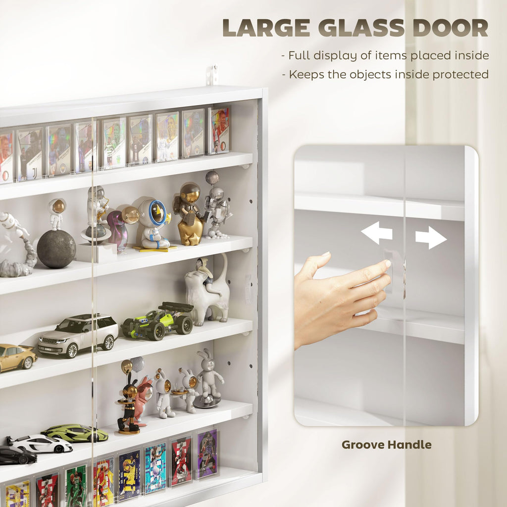 5-Tier Wall Mounted Display Cabinet with Glass Doors White S938092