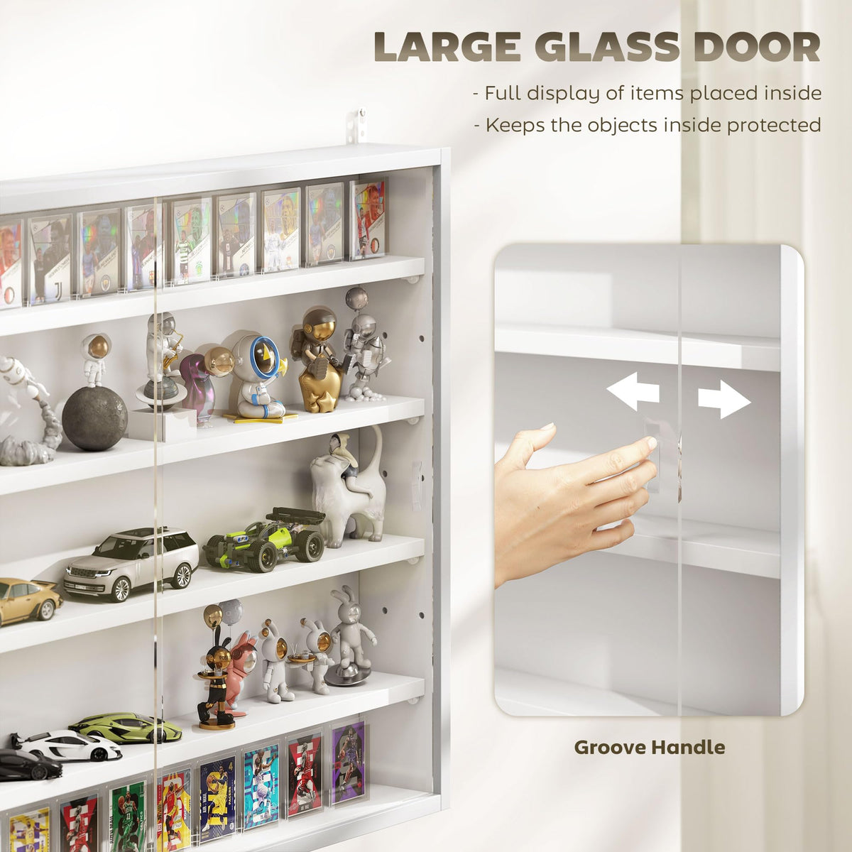 5-Tier Wall Mounted Display Cabinet with Glass Doors White S938092