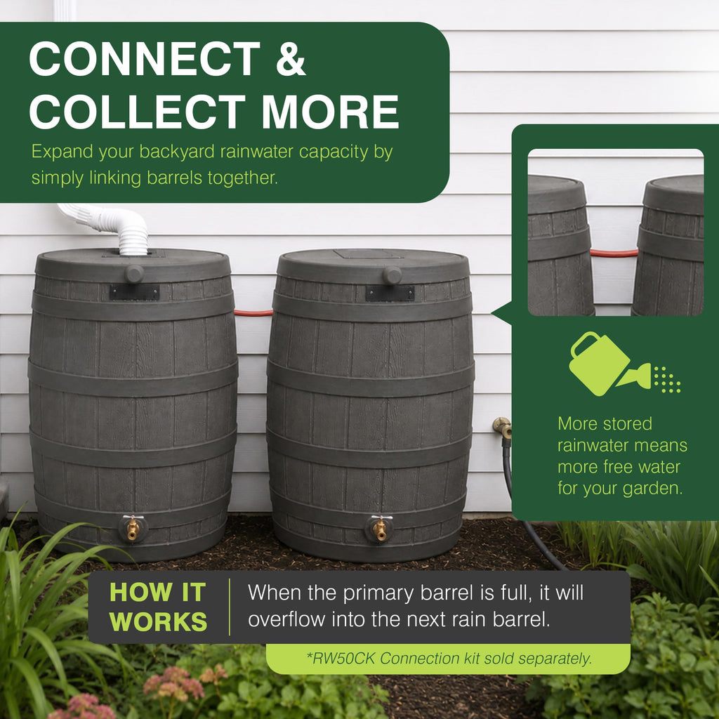 50 Gallon Oak Water Collection Barrel T6055
