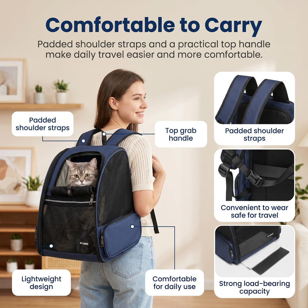 Blue Expandable Cat Carrier Backpack Q74188