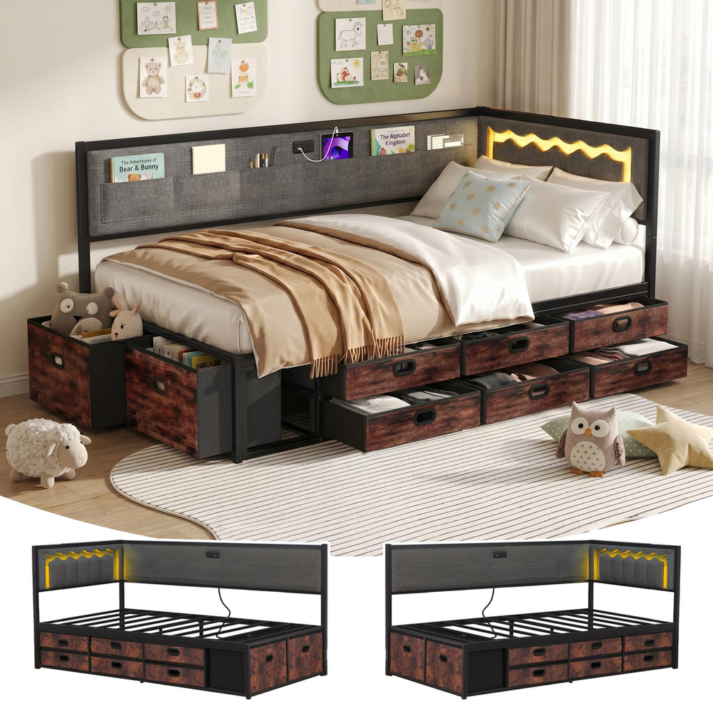 Grey Twin Daybed with Storage L736472