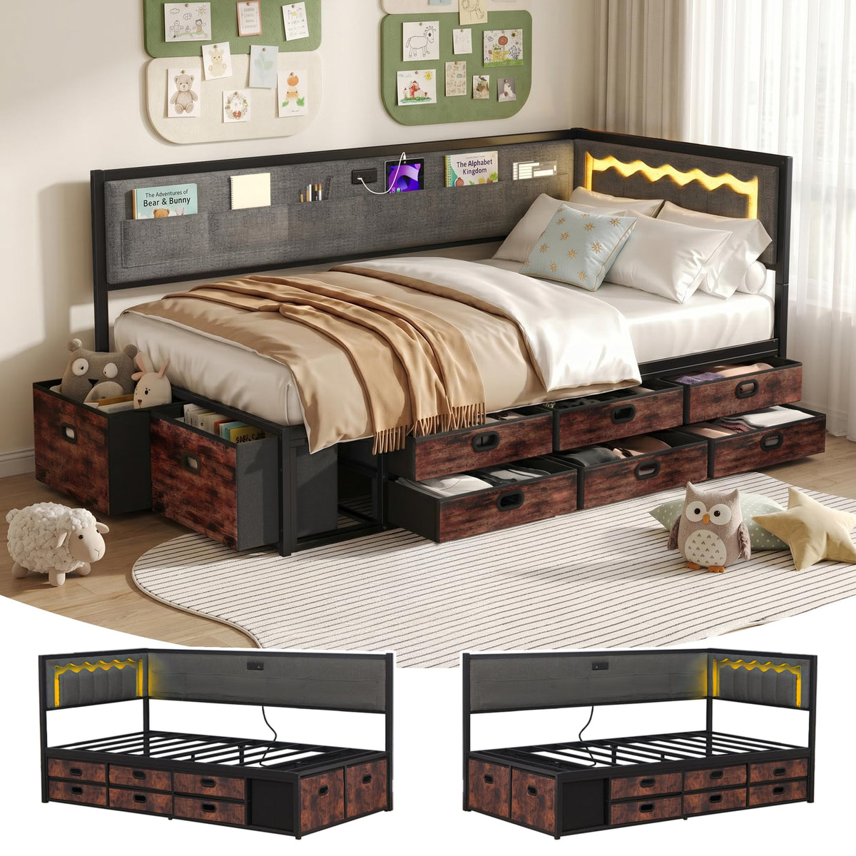 Grey Twin Daybed with Storage L736472