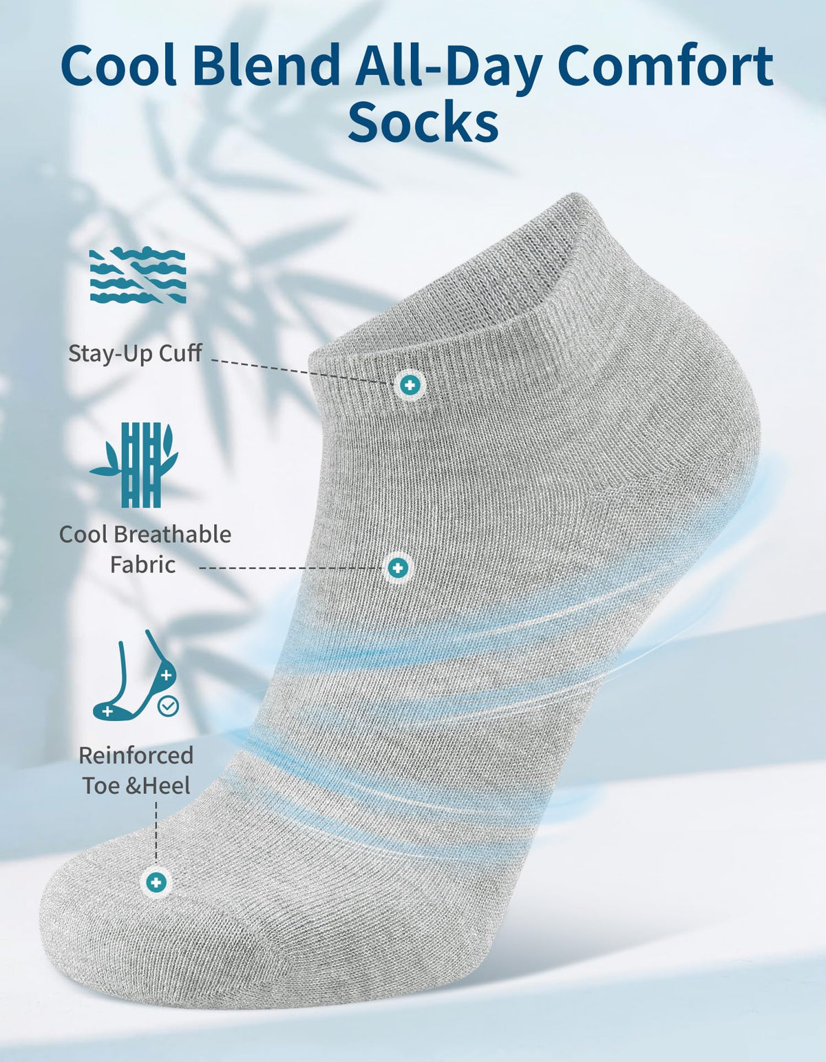 Bamboo Viscose Thin Ankle Socks 6 Pairs N386049