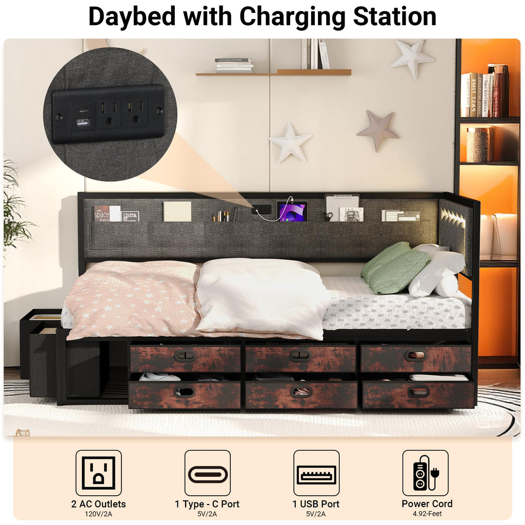 Grey Twin Daybed with Storage L736472