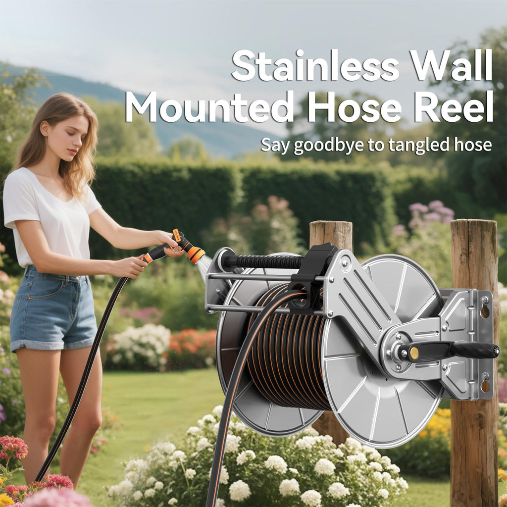 Wall Mounted Stainless Steel Garden Hose Reel C785