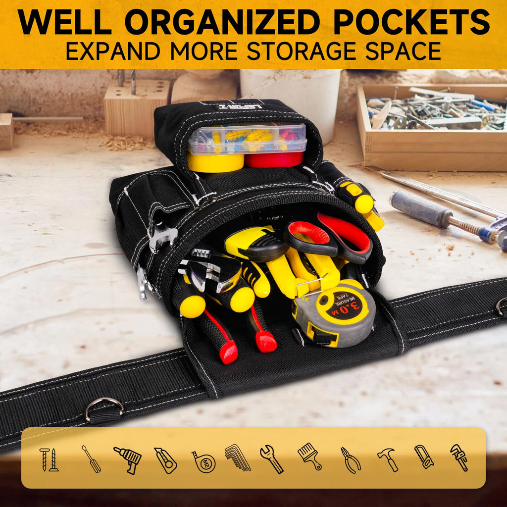Tool Belt with 4 D-Rings, 27-Pockets E7442