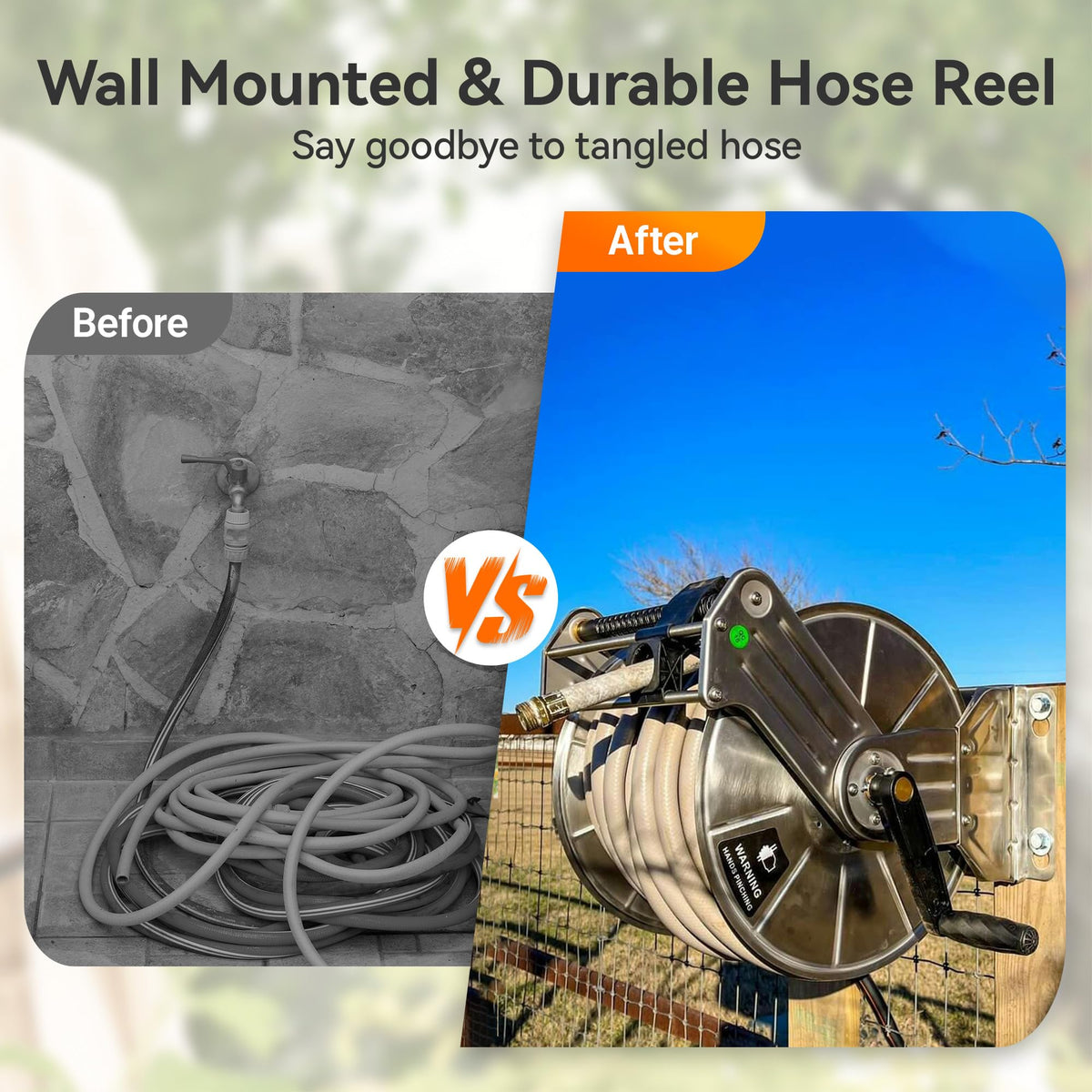 Wall Mounted Stainless Steel Garden Hose Reel C785
