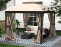 10x10 FT Soft Top Gazebo Canopy with Mosquito Netting & Privacy Curtains D8316