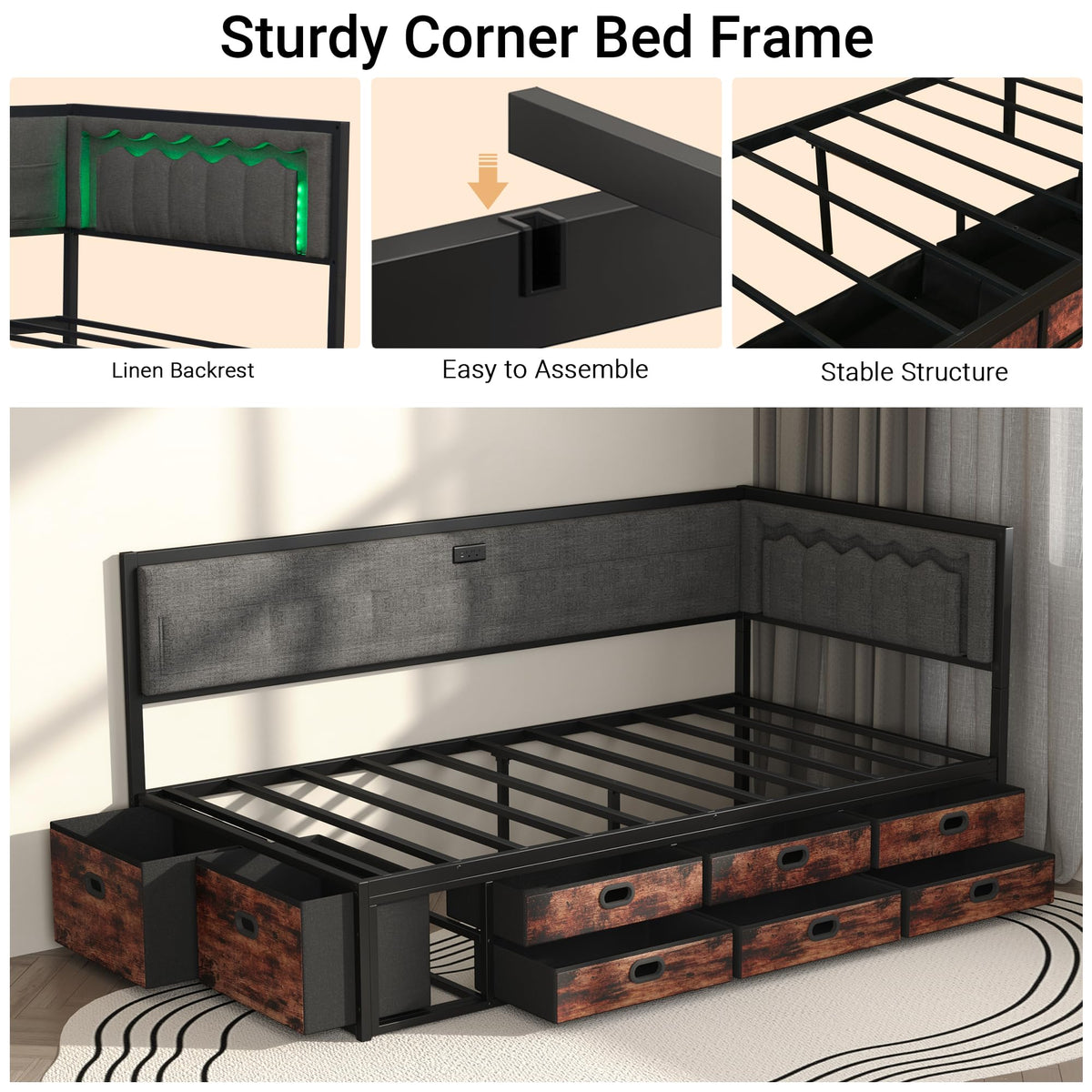 Grey Twin Daybed with Storage L736472