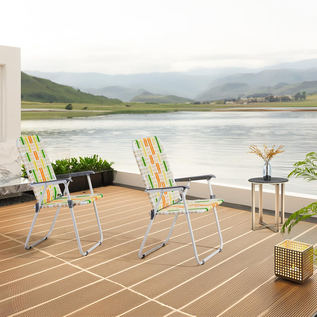 2 Pcs Lightweight Folding Beach Chairs with Armrests X5668