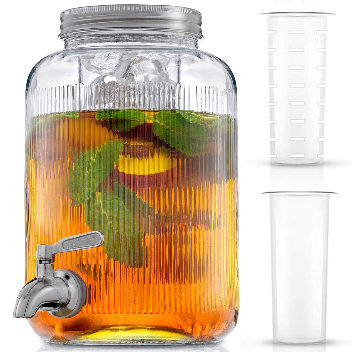 1 Gallon Glass Beverage Dispenser with Stainless Steel Spigot X532