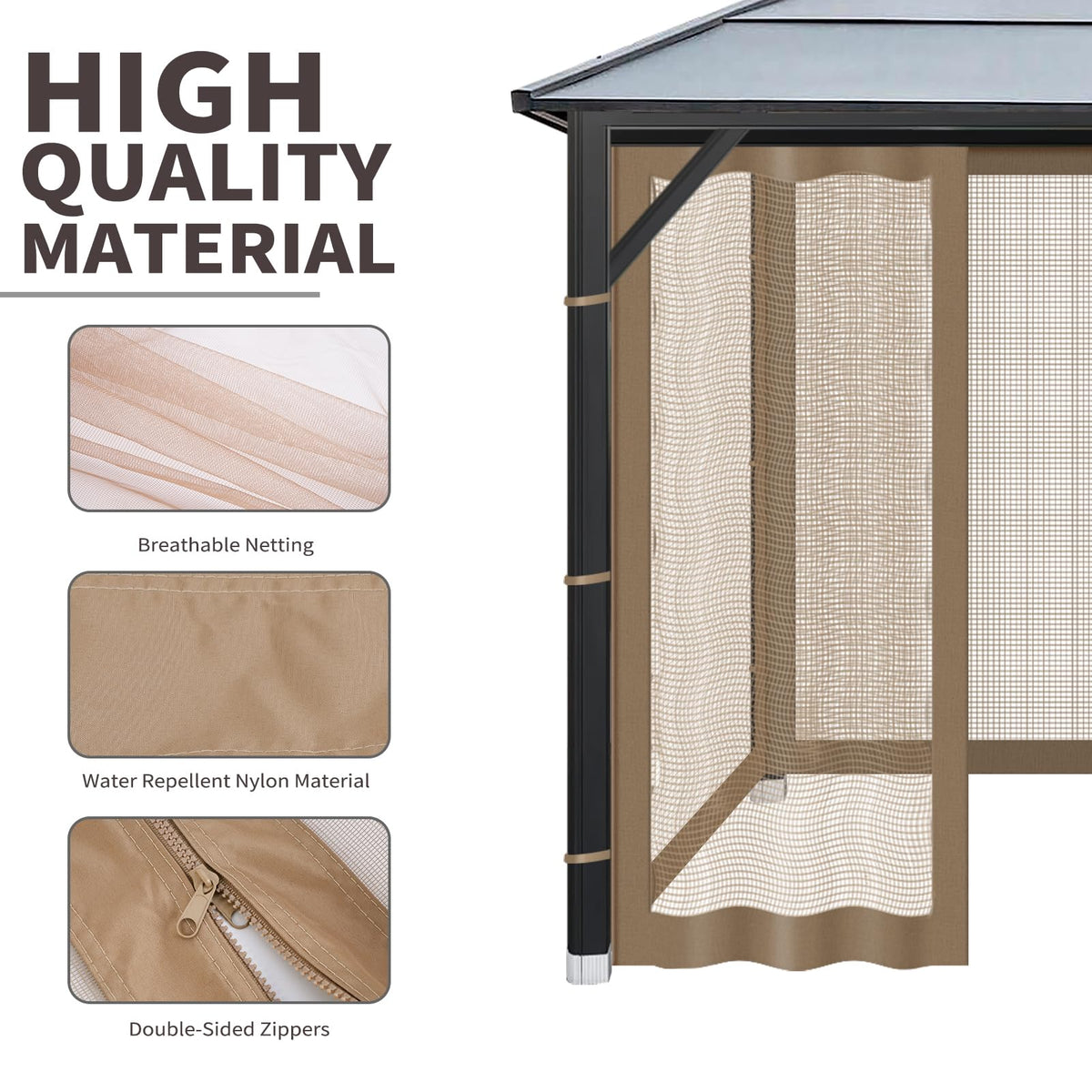Brown Gazebo Mosquito Netting O488