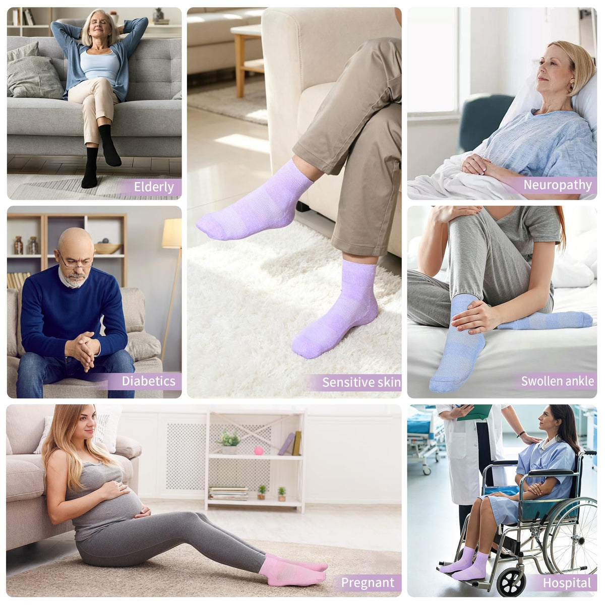 5 Pairs Non Binding Wide Stretchy Ankle Socks N834146