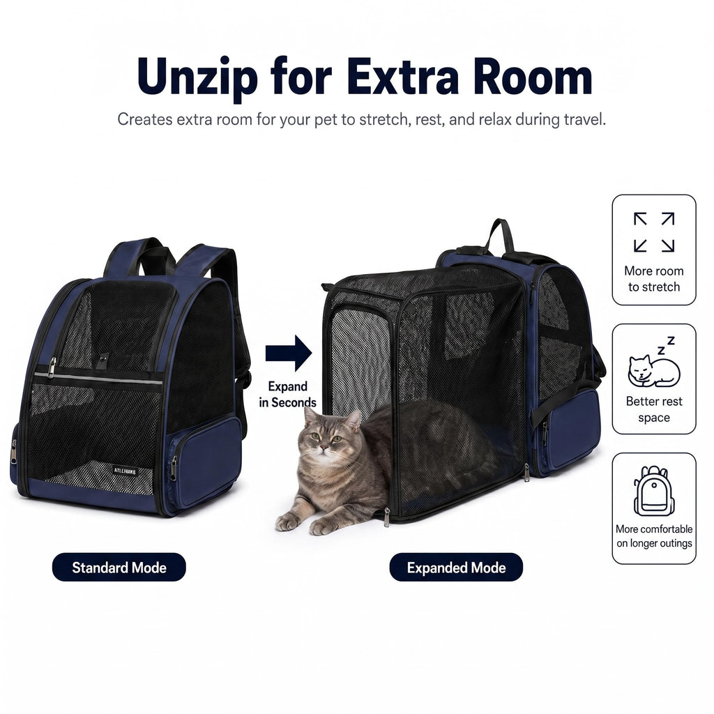 Blue Expandable Cat Carrier Backpack Q74188