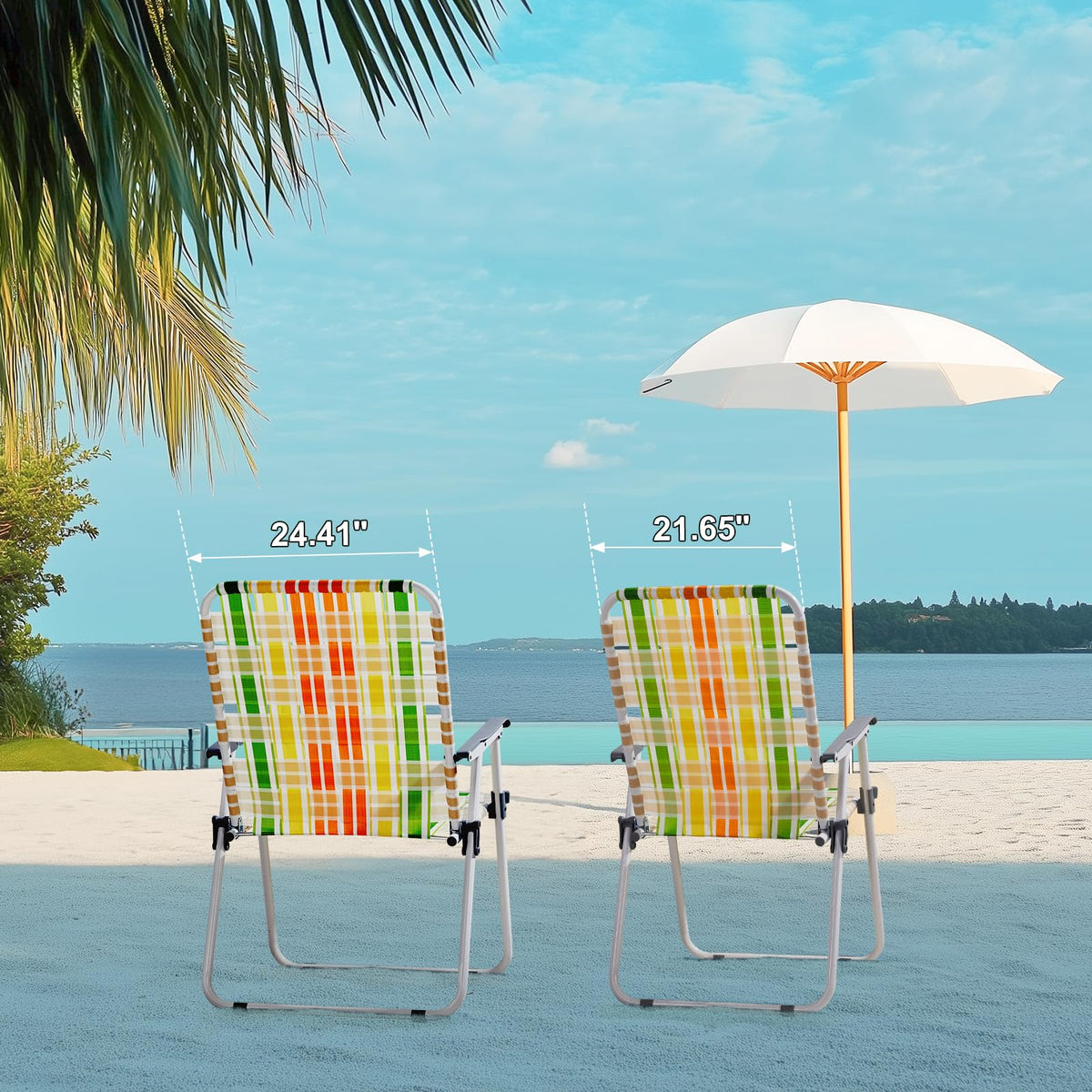 2 Pcs Lightweight Folding Beach Chairs with Armrests X5668