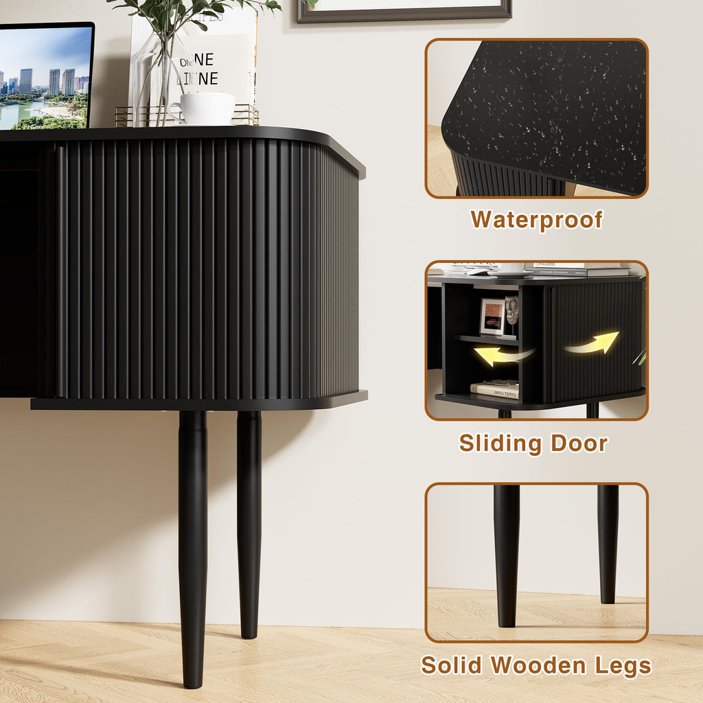 55" Black Wood Writing Desk R319674