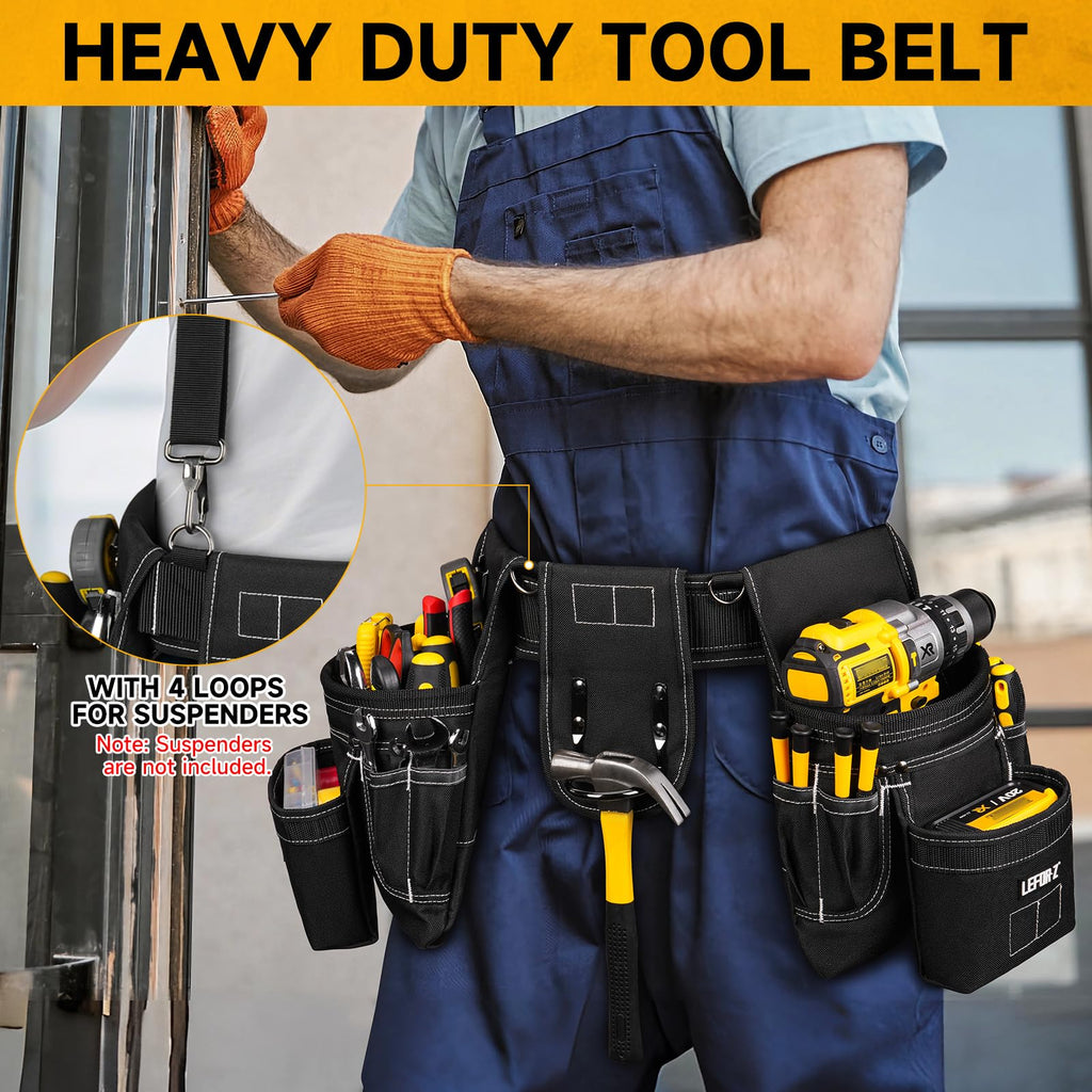 Tool Belt with 4 D-Rings, 27-Pockets E7442