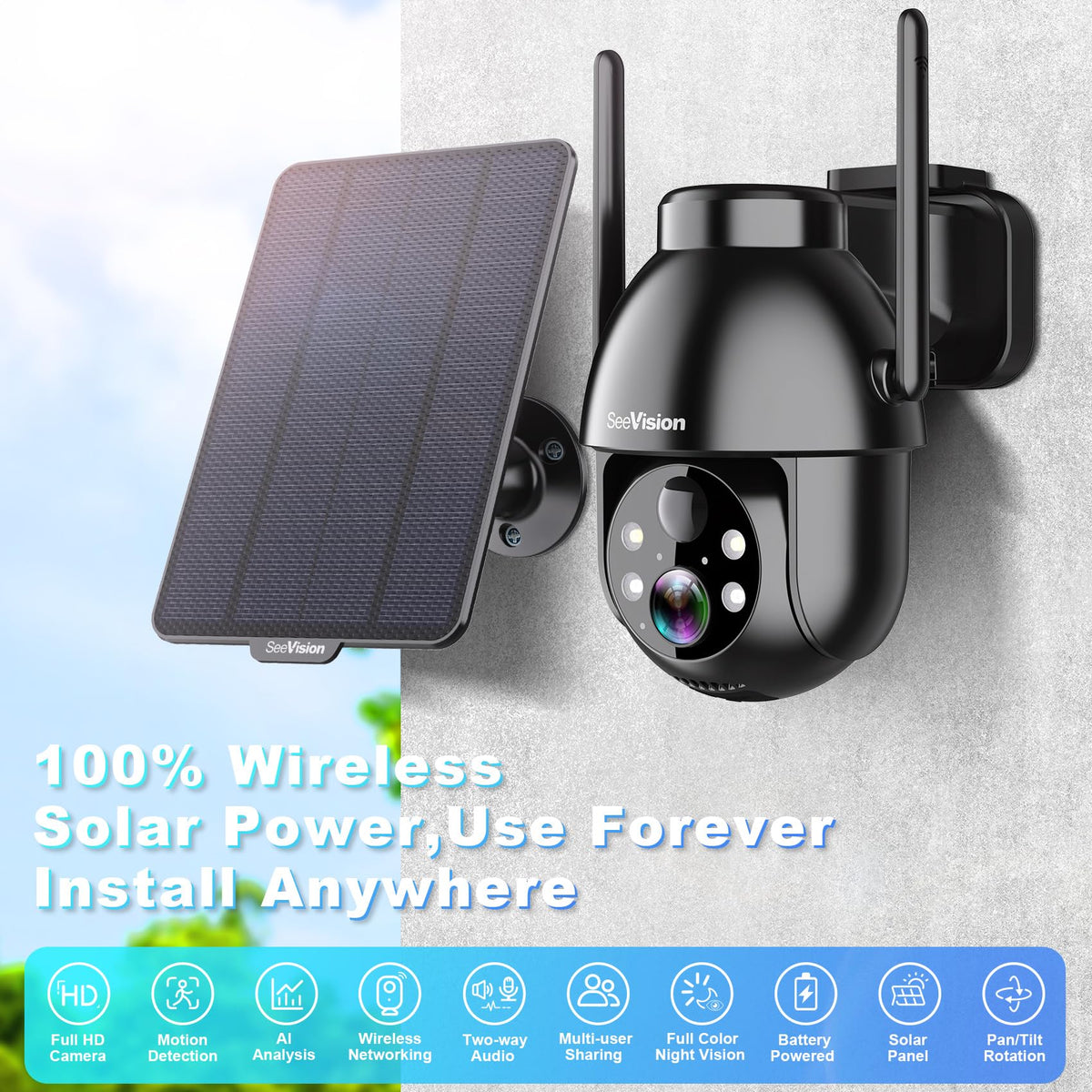 2K PTZ Wireless Security Camera with Spotlight E886