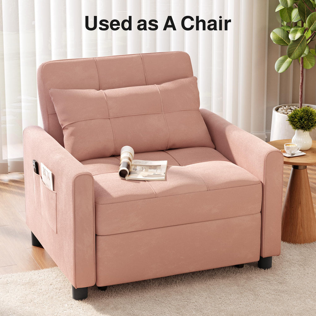 Pink Convertible Sleeper Chair Sofa Bed T4915