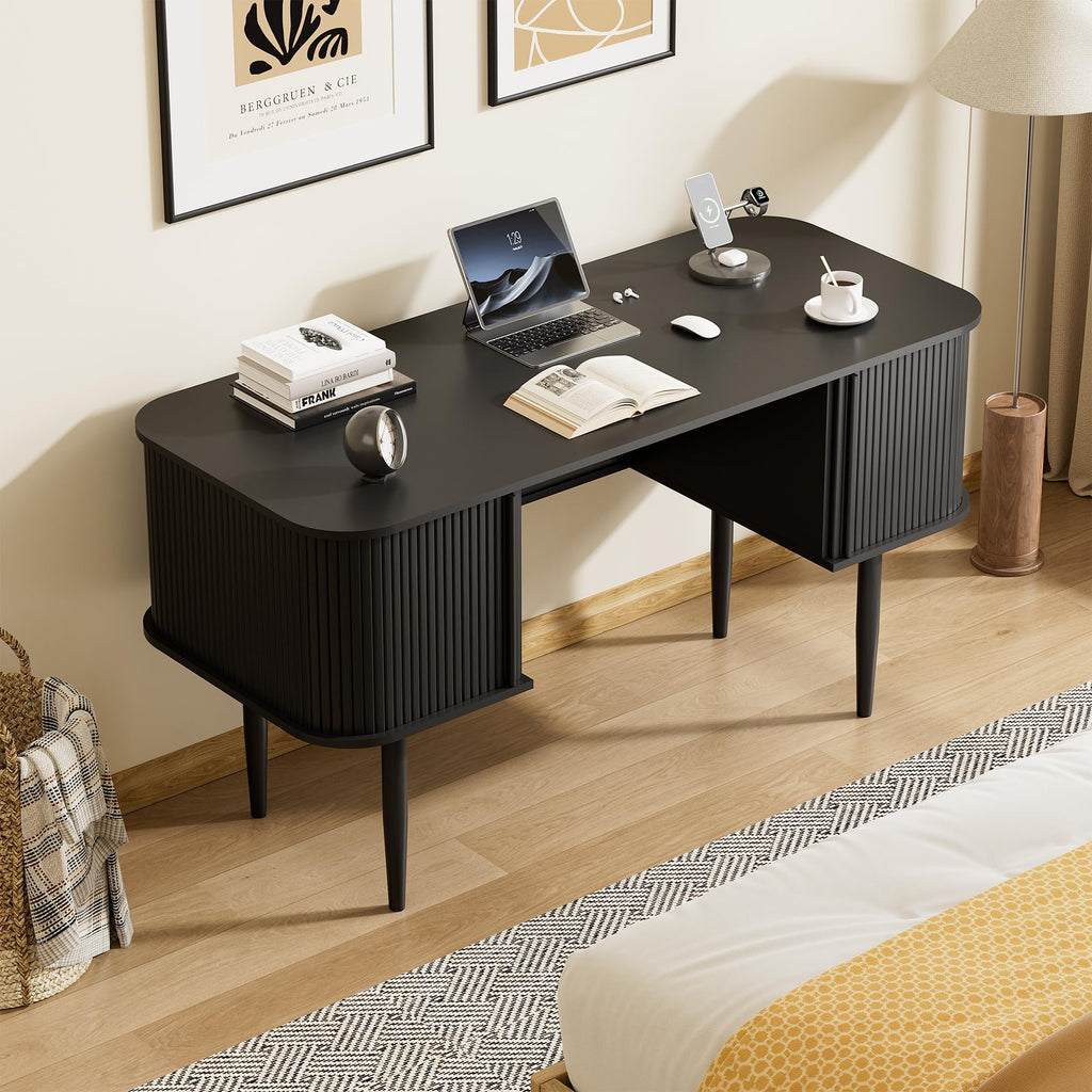 55" Black Wood Writing Desk R319674