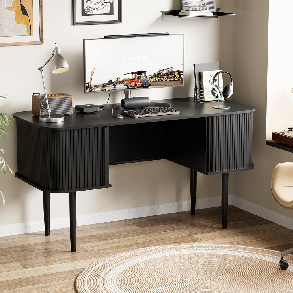 55" Black Wood Writing Desk R319674