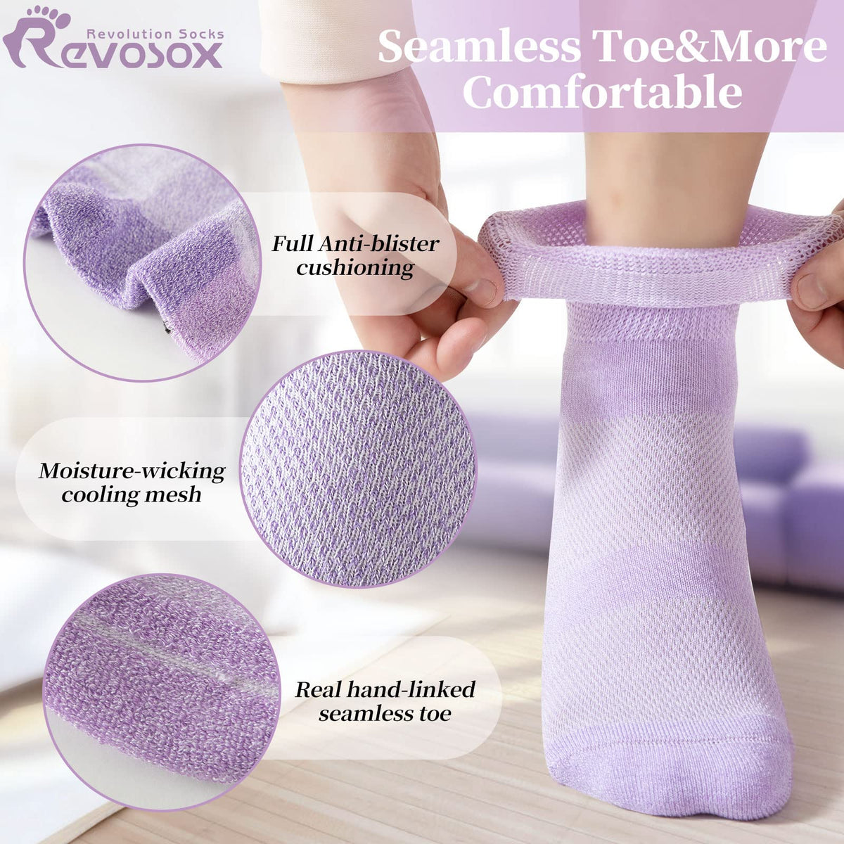 5 Pairs Non Binding Wide Stretchy Ankle Socks N834146