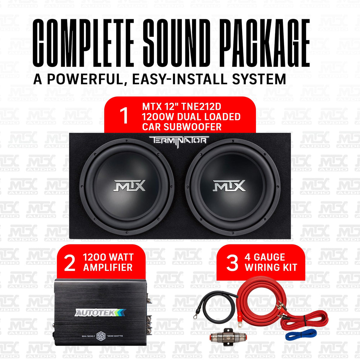 12" Subwoofer Box, Mono Amp & 4 Gauge Wiring Kit G372642
