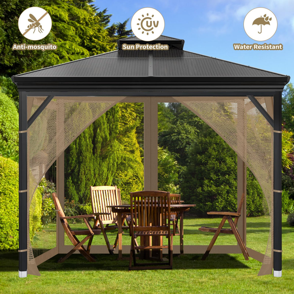 Brown Gazebo Mosquito Netting O488