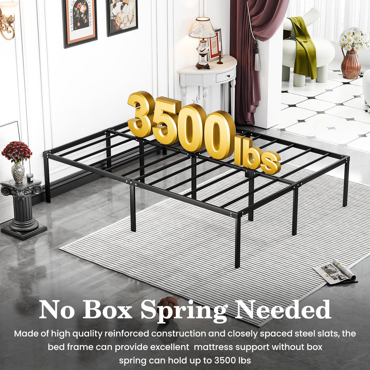 Queen 18 Inch Heavy Duty Metal Platform Bed Frame with Under Bed Storage P224083