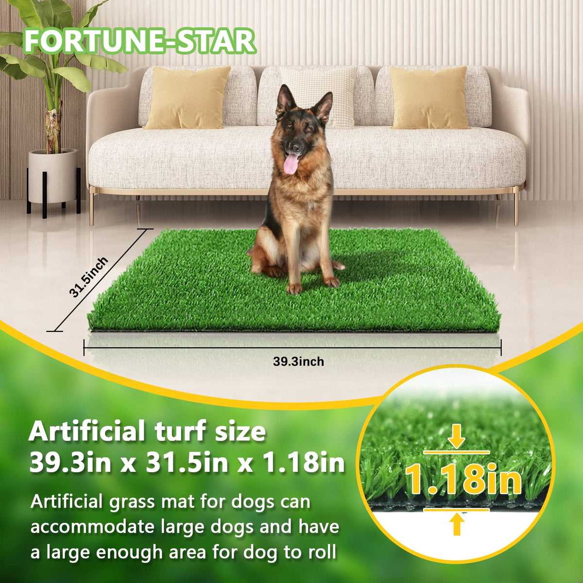 39.3 in X 31.5 in Reusable Artificial Grass Pad for Dogs J721