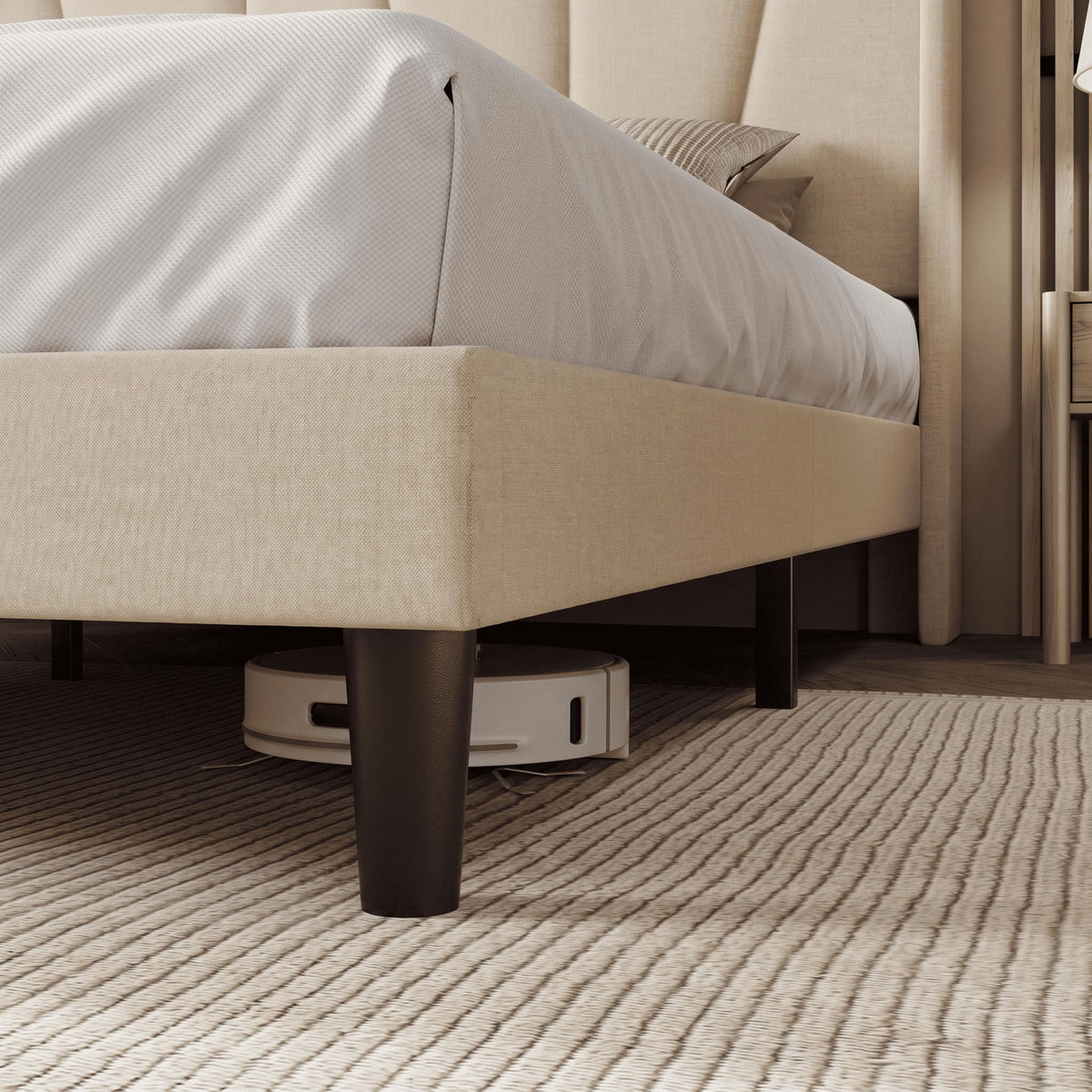 Queen Size Linen Bed Frame with Headboard F819556