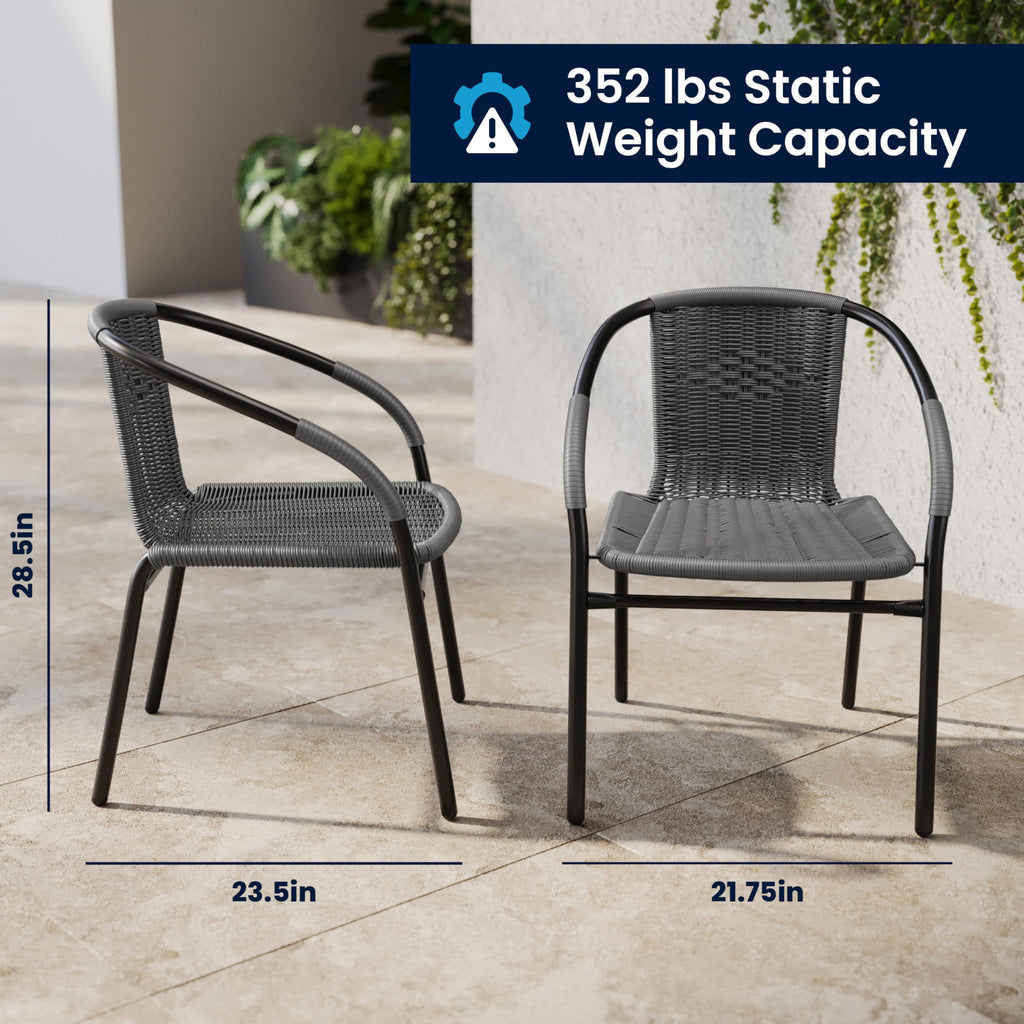 Gray PE Rattan Stackable Patio Dining Chair 4-Pack N2120