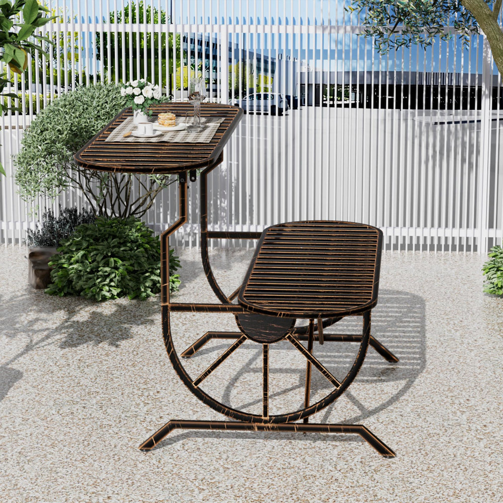 Convertible Outdoor Bench with Cast Iron Wagon Wheel Arms E710