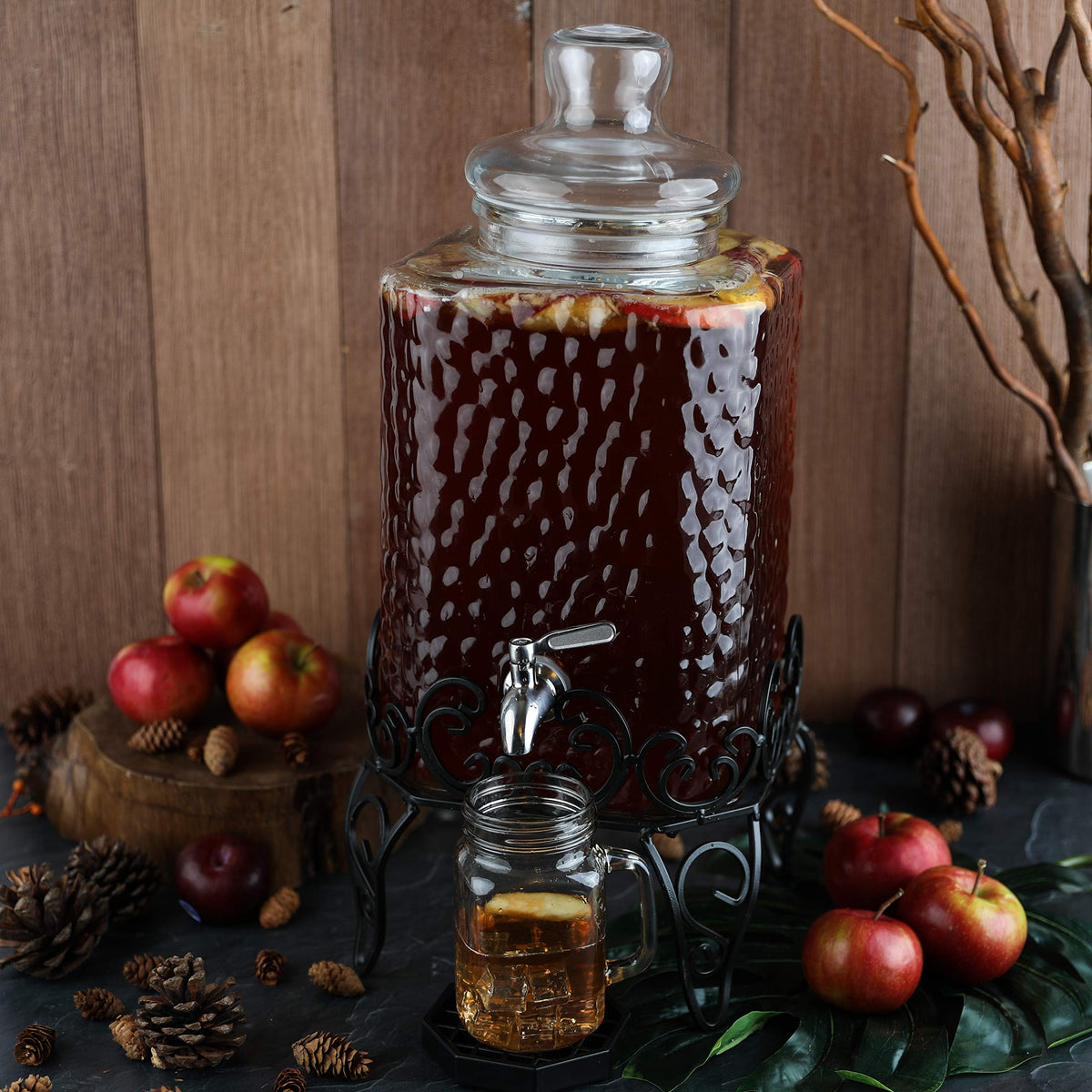 2.5 Gallon Glass Beverage Dispenser with Stand and Stainless Steel Spigot R9308
